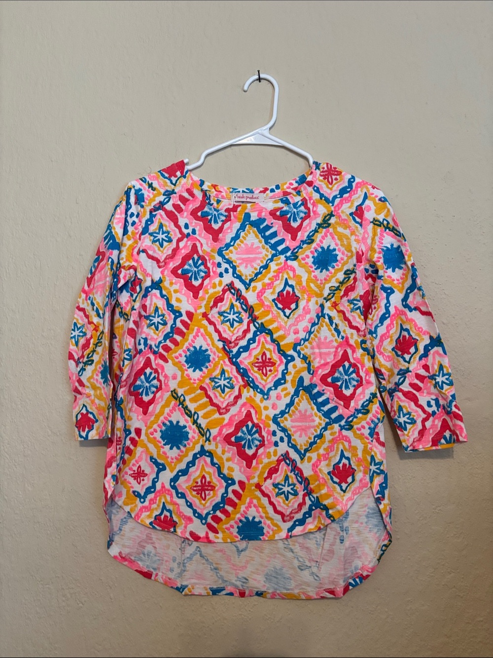 fresh produce Multicolor Geometric Print Tunic - Pink Blue Yellow